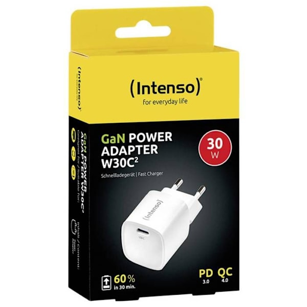 Intenso Power Adapter W30C² vit USB-laddare inomhus Utström (max.) 3 A USB-C® Nr. utgångar: 1 x GaN,