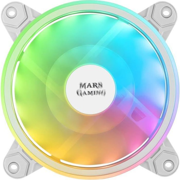 Mars Gaming MFX- PC-fläkt 12cm Vit – ARGB DUAL – Ultratyst 14db Vit