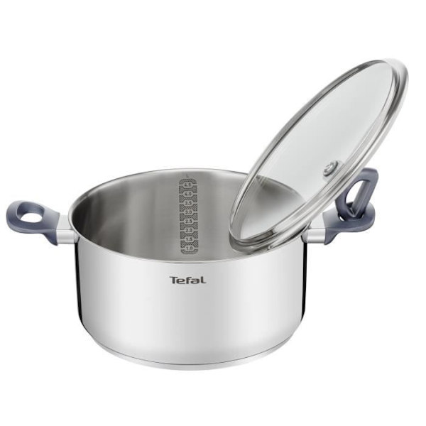 TEFAL Dailycook rostfritt stål nederländsk ugn - Ø 24 cm - 5 l - Med glasskydd - Alla spisar inklusive induktion Rostfritt stål