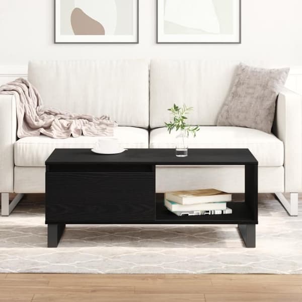 Svart trä soffbord 90x50x36,5 cm Ingenjörsträ
