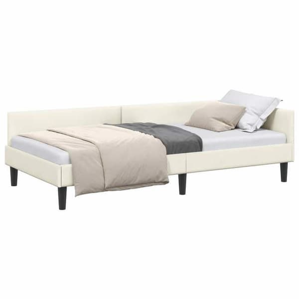 vidaXL Hörnsängram Creme 90 cm x 190 cm Sammet 42016151