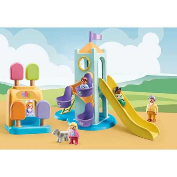 PLAYMOBIL 1.2.3 - 71326 - Lekplats med gigantisk rutschkana för småbarn 18-36 månader Flerfärgad