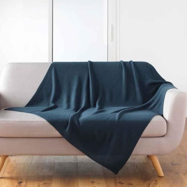 Pläd - INRETS MYS - Trikå - 125x150cm - Blå - Rektangulär Blå