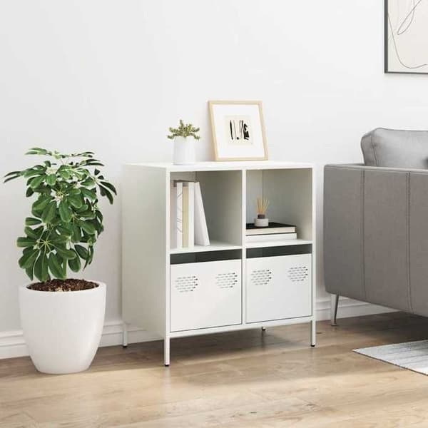 vidaXL Buffé vit 68x39x73,5 cm kallvalsat stål 851363