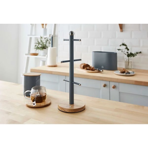 Nordic Tree kaffekoppshållare för 6 koppar kolstål och bambubas SWAN Nordic Grey 38910 Vit, grå, grön, blå