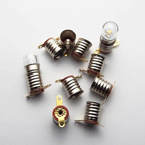 Meetus 10 set AC E10 24V varmvita LED-lampor SMD-lampor 0,5W 60LM skruvlampor + E10 bas (24V, kallvit)