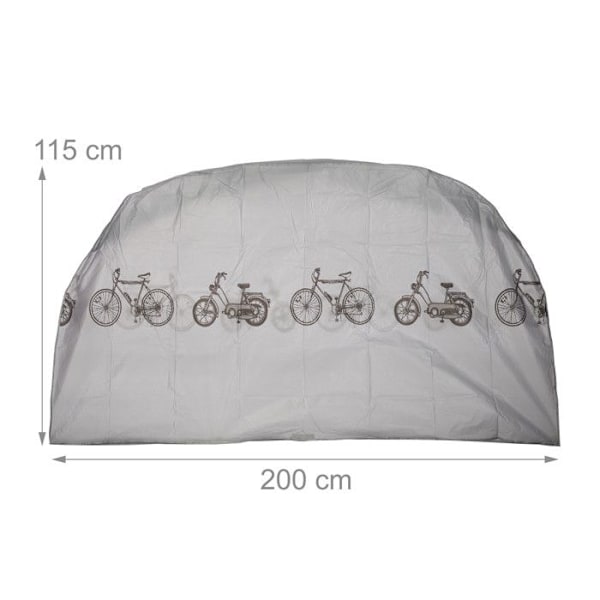 Relaxdays cykelförvaringsgarage i polyeten, tårresistent täckning, lock 200x 115 cm, flera färger grå, mörkbrun