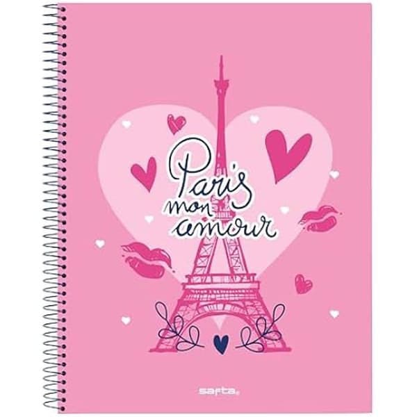 Cahier - Safta Paris - 120 blad - Hård pärm - Stora rutor - Blandad Marinblå/rosa
