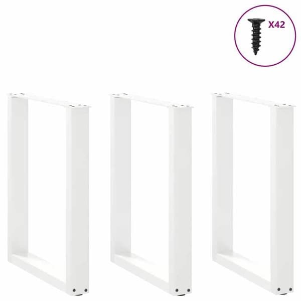 vidaXL U-formade matbordsben, 3 delar, vit, 70 x (72-73) cm, stål 4013201