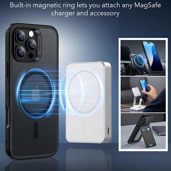 iPhone 16 Pro Max Fodral - ESR Classic Hybrid HaloLock - Frostad Svart Frostade Svart