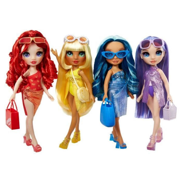 Rainbow High Swim & Style - Ledad modedocka 27 cm - Ruby (röd) - Baddräkt + Pareo - från 4 år Röd