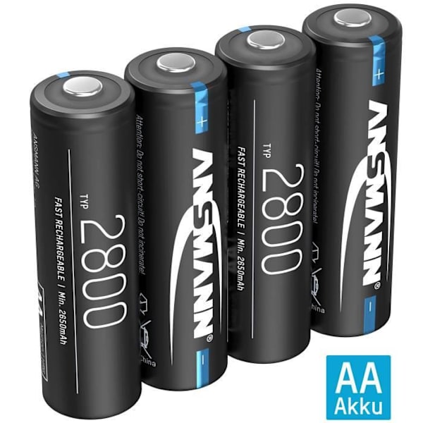 ANSMANN uppladdningsbart batteri AA 2800mAh NiMH - hög kapacitet, för höga strömbehov t.ex. fotoblixtar, ficklampa