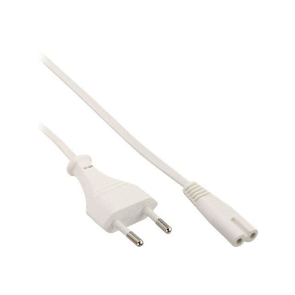 InLine Strömkabel Europlug (P) för IEC 60320 C7 1 m vit
