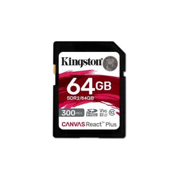 Kingston Minneskort SD 64GB Canvas React Plus 300/260 UHS-II U3 - 0740617301953