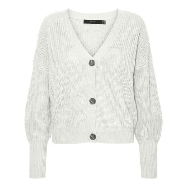 Cardigan - VERO MODA - Stickad - Knappkrage - Ecru - Vit Ecru S