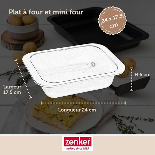 Ugnsform - Zenker - 7280 - 24 x 17,5 cm - Non-stick stål - För små portioner Svart