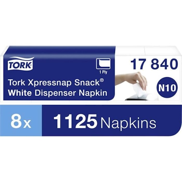 Pappersservetter - TORK Xpressnap Snack® - 17840 - Vit - Vuxen