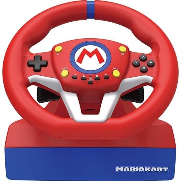 Hori - Volant för racingspel Wheel Pro Mini Mario Kart med pedaler för Nintendo Switch - Röd och blå Röd