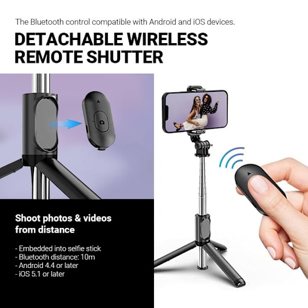 Crong SelfieGo Lite - Kompakt stativ för Bluetooth selfie-stick (Svart)