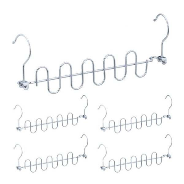 Relaxdays Space Saving Hanger, paket med 5, horisontell och vertikal, Magic, HLP 41,5 x 5 x 3,5 cm, Organizer, Silver Silver
