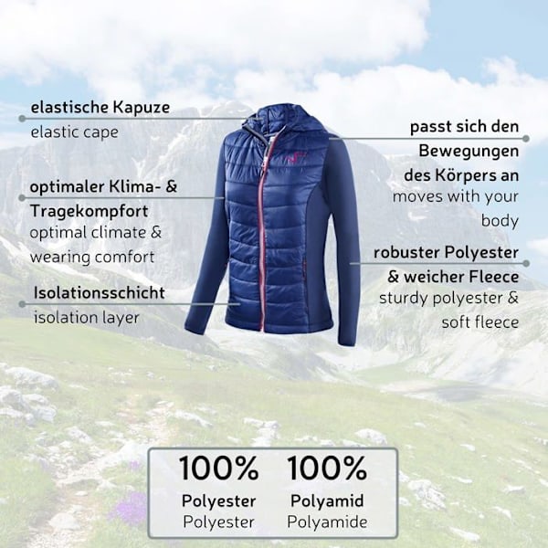 Svart crevice skidjacka - BCR333927-BL-38 - Damen Hybrid Kapuzenjacke damjacka blå 38