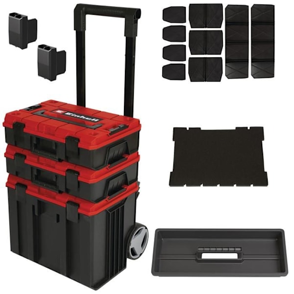Einhell Tour de coffrets de rangement E-Case Tower (max 120 kg, för modulär förvaring av känslig utrustning) Röd