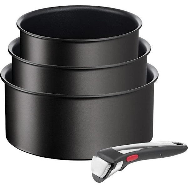 Tefal Ingenio Set med 4 delar, Kastruller 161820 cm 1 avtagbart handtag, Induktion, Non-stick beläggning, Stapelbar, Unlimited On