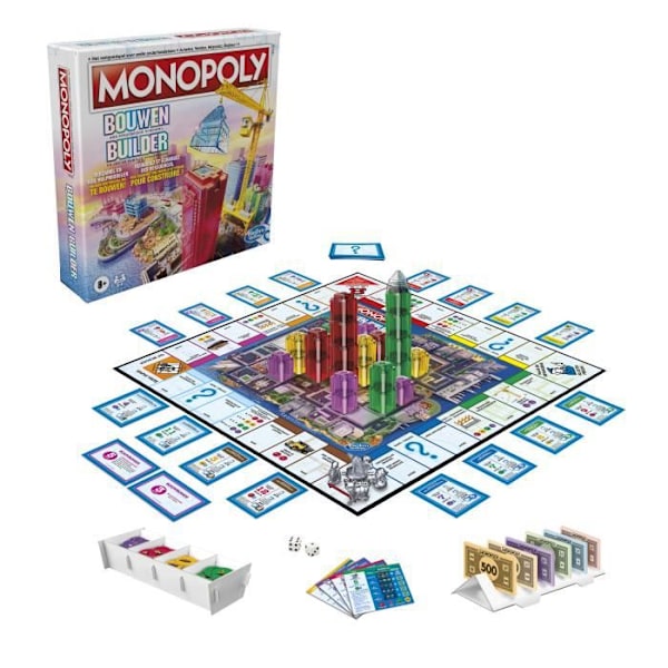 MONOPOLY - Builder - Strategispel för familjen - Spel för barn - kul att spela - Familjebrädspel