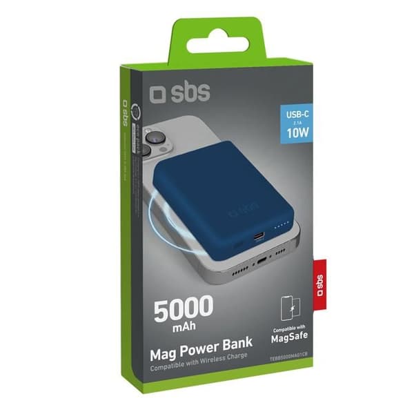 Externbatteri Sbs för Magsafe 5000 mAh för iPhone 13, 12 och 11, hög effekt-laddning
