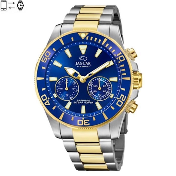 Hybrid smart watch - Jaguar - J889/1 - IP gold steel - Blue dial - Sapphire glass