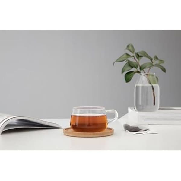 Te kopp - VIVA SCANDINAVIA - 250 ml - Borosilikatglas - Bambuskopp - Modern design Transparent