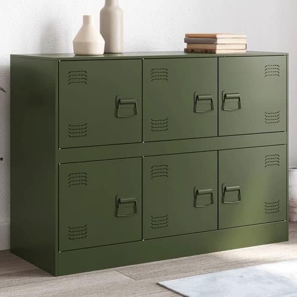 vidaXL Buffé grön oliv 99x39x73 cm stål 841797