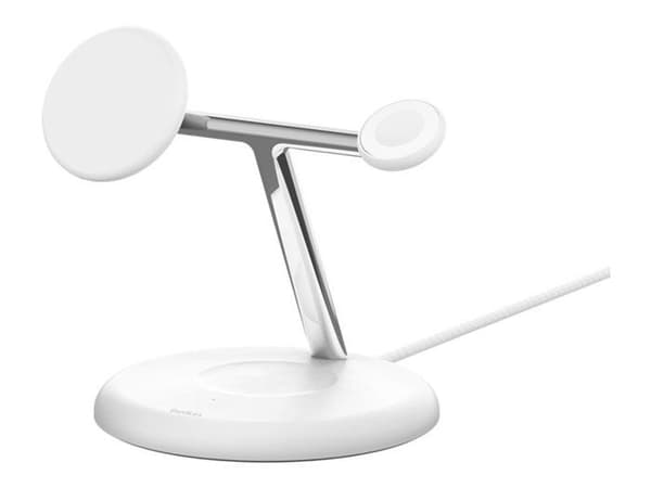 Trådlös laddningssupport - Belkin - BoostCharge Pro 3-i-1 - 15 Watt - Qi2 - Vit Vit