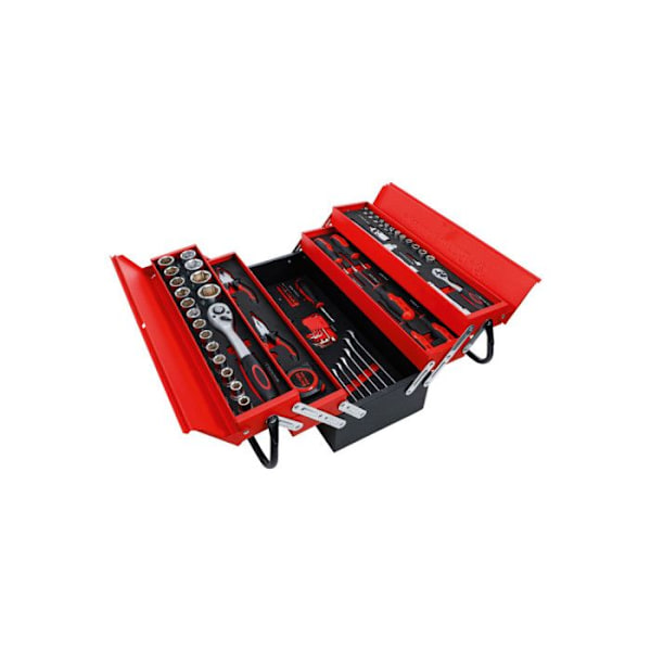 BGS TECHNIC verktygslåda i metall - 86 st - 6056 Svart och röd