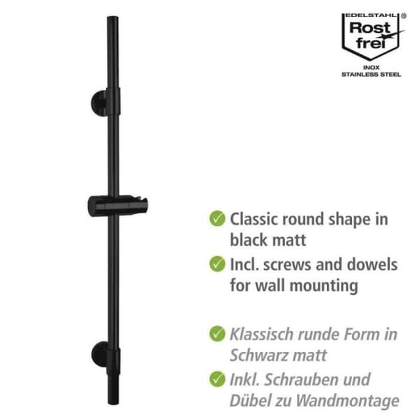 Duschstång - WENKO - Basic - Svart - Rostfritt stål - L 66 cm Svart