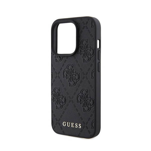 Etui för iPhone 15 Pro - Guess - Läder 4G - Svart - Semi-hård - Unisex Svart