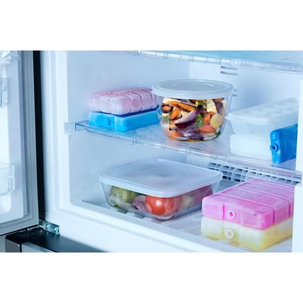 Set med 8 förvaringsskålar - PYREX - Cook & Freeze - Glas - Rektangulär - Speciell fryslock klar och vit