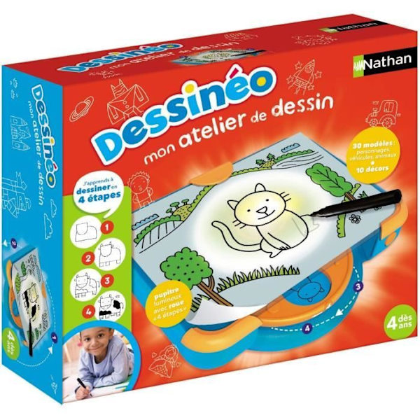NATHANs pedagogiska ritplattform Dessinéo Drawing Workshop 2.0 för barn från 4 år och uppåt Flerfärgad