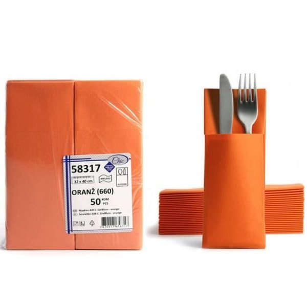 Servetter - CHIC - Airlaid - Orange - 32 x 40 cm - Dekorativ bestickpåse Orange