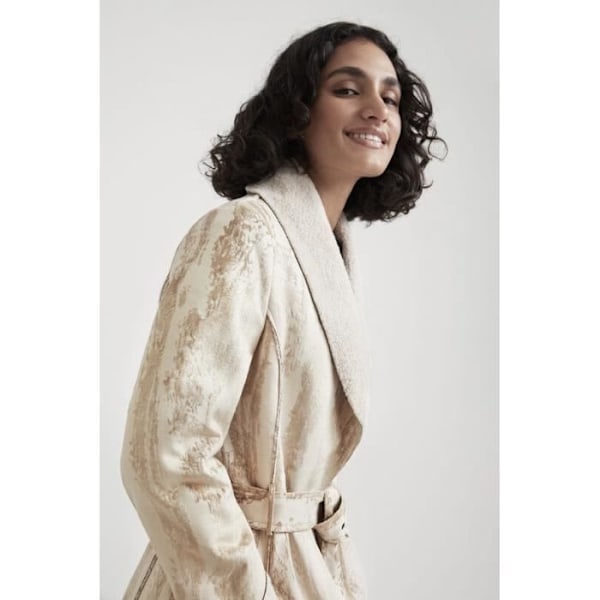 Manteau - DESIGUAL - MARVELOUS - Syntetiskt läder - Matchande bälte - V-ringad i fleece ECRU S