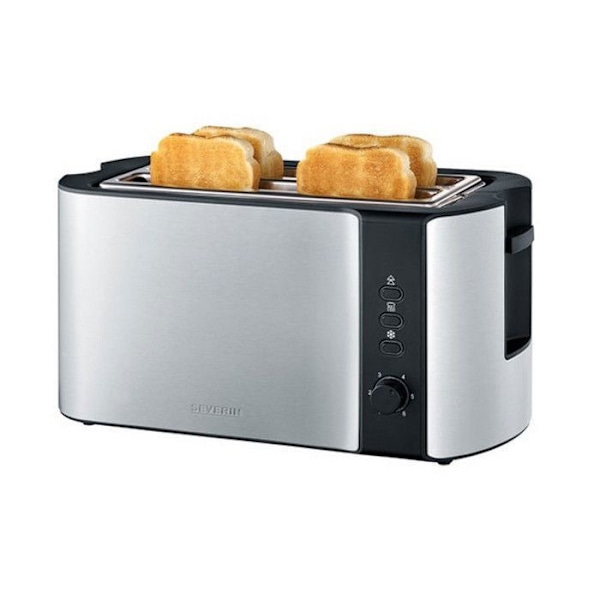 Brödrost - SEVERIN - 2590 - 2 fack - 1400W - borstat rostfritt stål/svart borstat rostfritt stål/svart