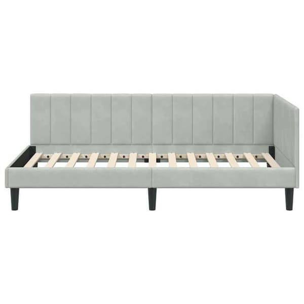 vidaXL Hörnsängram Ljusgrå 90 cm x 190 cm Sammet 42016338
