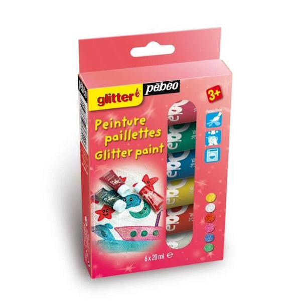 PEBEO Glitterfärg 6x20 ml Flerfärgad