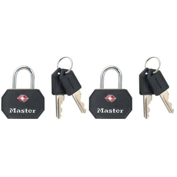 MASTERLOCK Set med 2 hänglås 30mm ABS plastskydd Svart