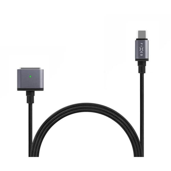 Strömkabel - FIX - USB-C/MagSafe 3 - 2m - 140W - Grå flätad