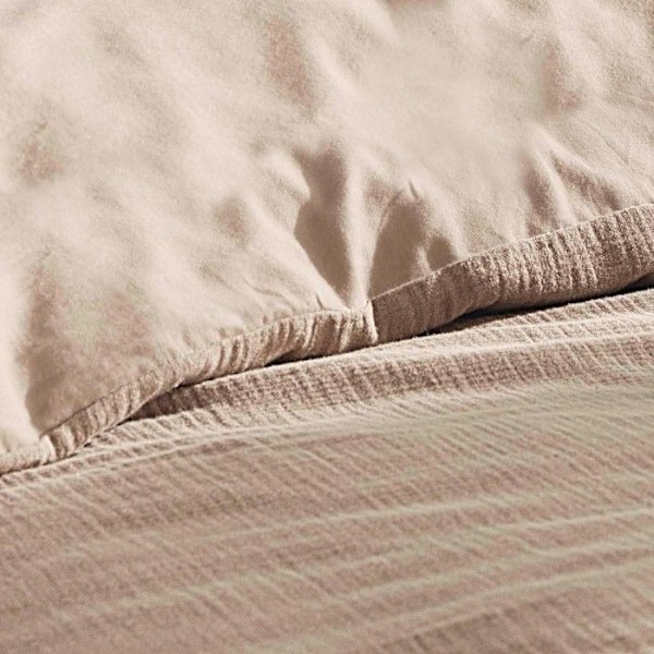 Bäddset 260 x 240 cm dubbel gasväv vanlig bomull 57 trådar Angelia Sand Sand