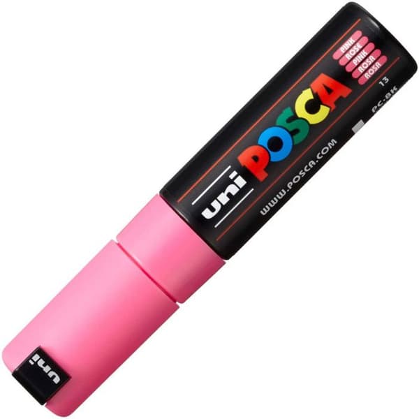 Målarpenna - POSCA - Bred Snedspets - Rosa - 8 mm - Opaqu och Vattenbaserad Ros