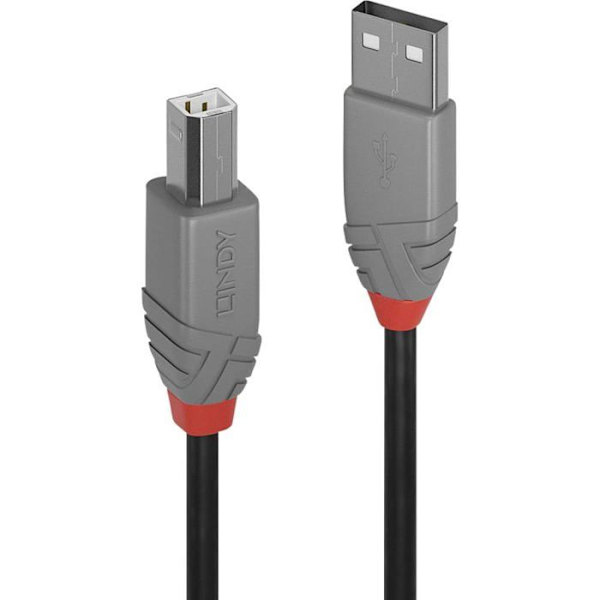 Lindy 36673 USB-kabel - 2m - USB A till USB B - 2.0 - 480 Mbit/s - Svart