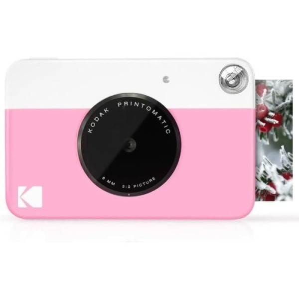 KODAK Printomatic - Instant Print Camera with Zink Sticker Paper 5 cm x 7,6 cm, Rosa