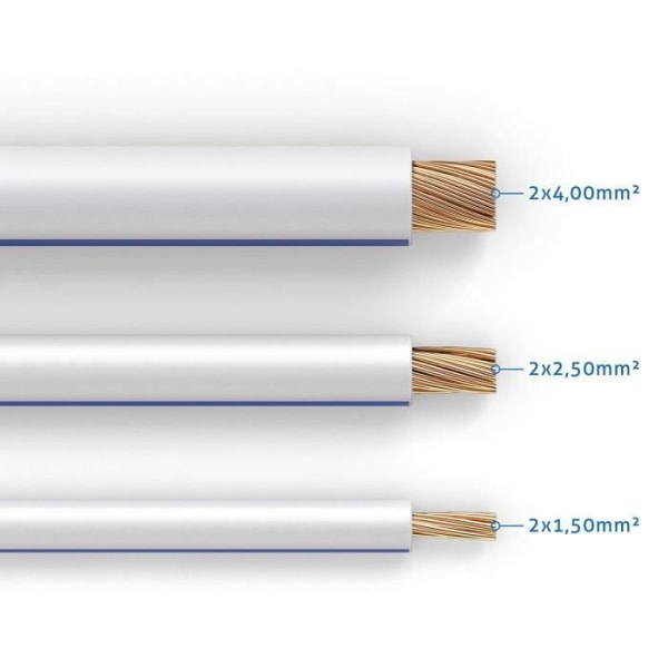 PureLink-högtalarkabel 2 x 4,0 mm² (99,9 % OFC solid koppar 0,10 mm) Hifi-högtalarkabel, 10 m, vit -